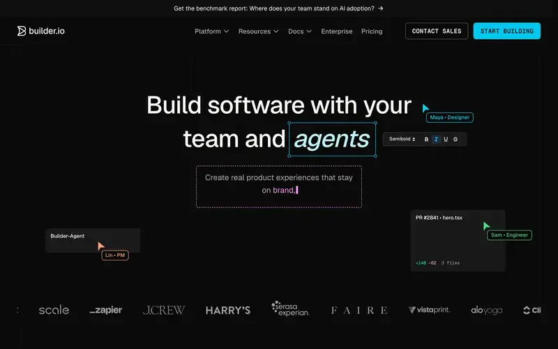 Screenshot of the Builder.io homepage