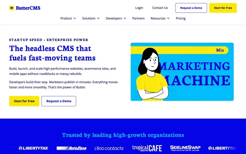 Screenshot of the ButterCMS homepage