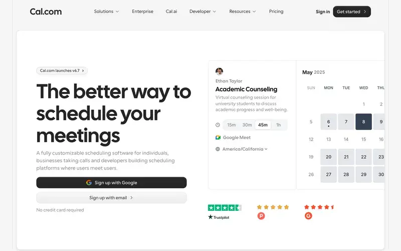 Screenshot of the Cal.com homepage