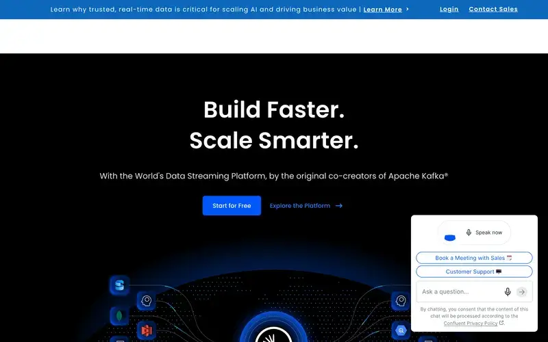 Screenshot of the Confluent homepage