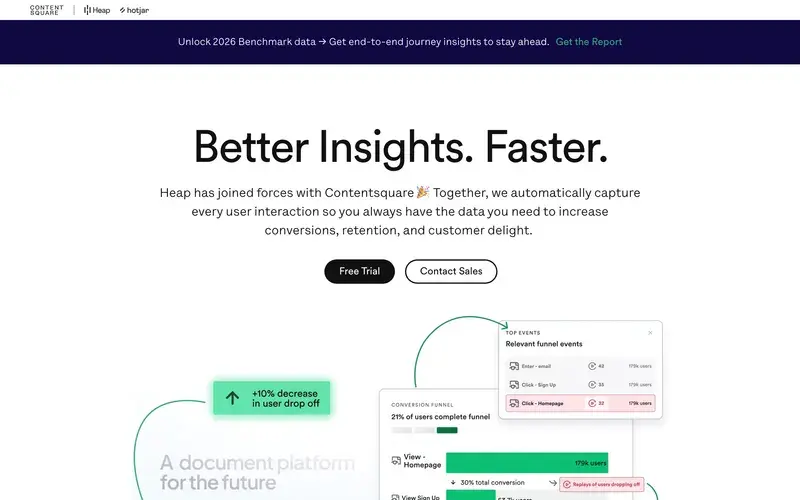 Screenshot of the Heap homepage