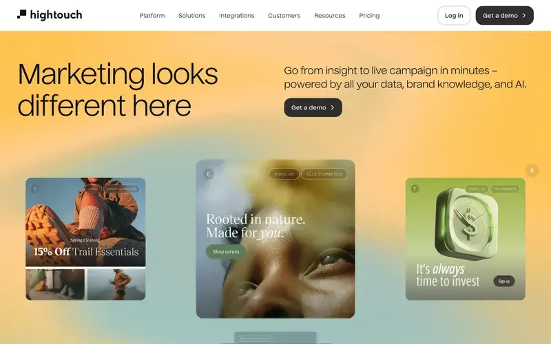 Screenshot of the Hightouch homepage