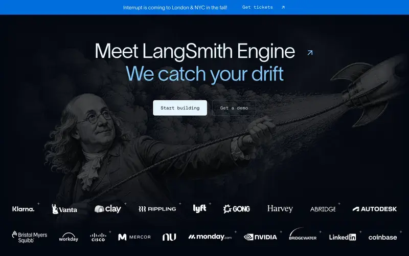 Screenshot of the LangChain homepage