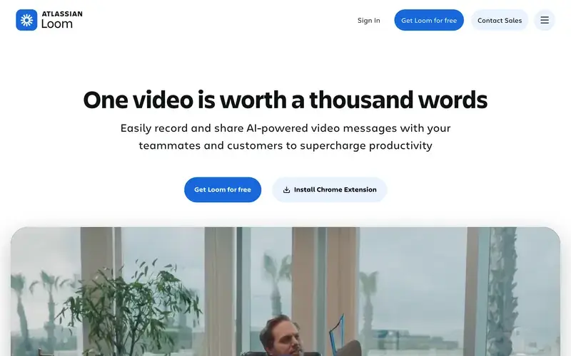 Screenshot of the Loom homepage