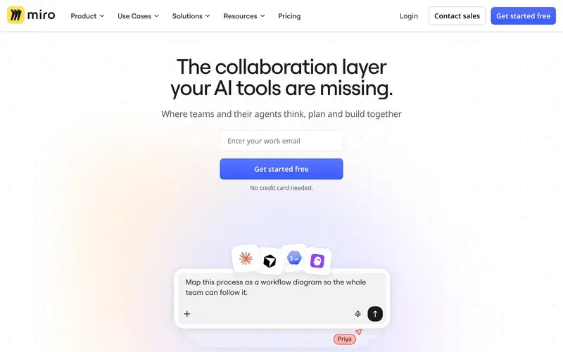 Screenshot of the Miro homepage