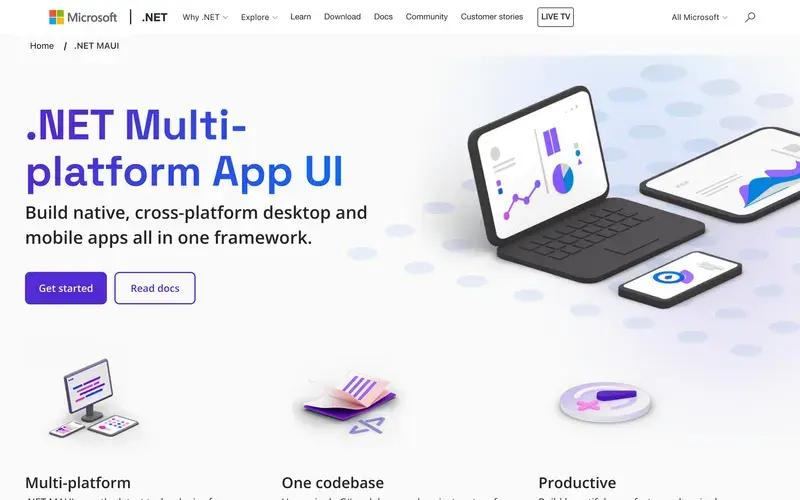 Screenshot of the .NET MAUI homepage