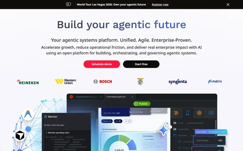 Screenshot of the OutSystems homepage