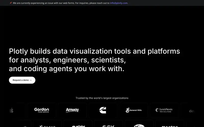 Screenshot of the Plotly homepage