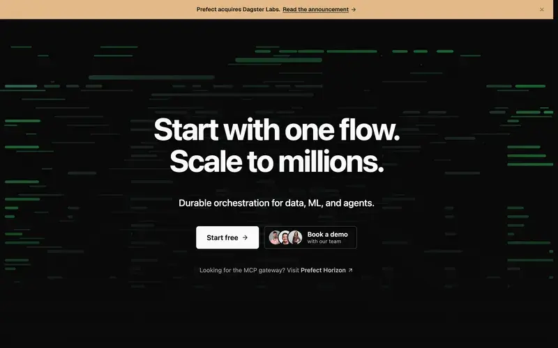 Screenshot of the Prefect homepage