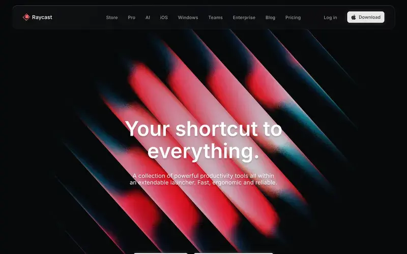 Screenshot of the Raycast homepage