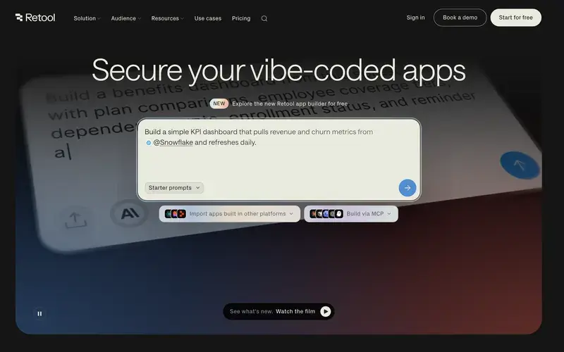 Screenshot of the Retool homepage
