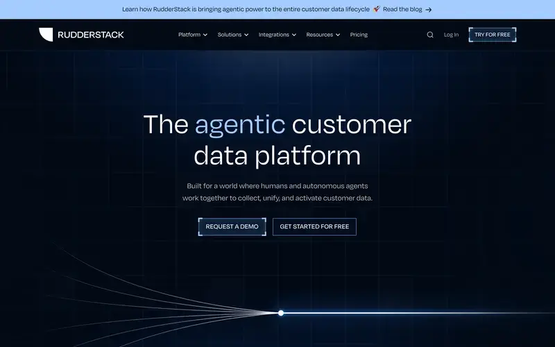 Screenshot of the RudderStack homepage