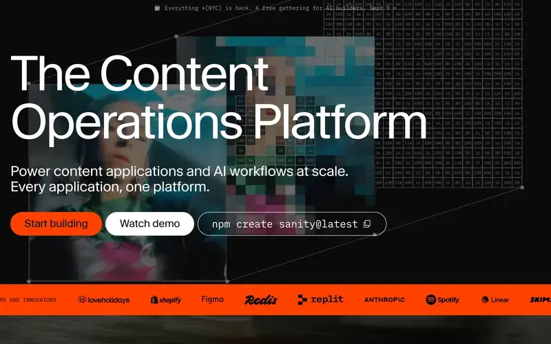Screenshot of the Sanity homepage