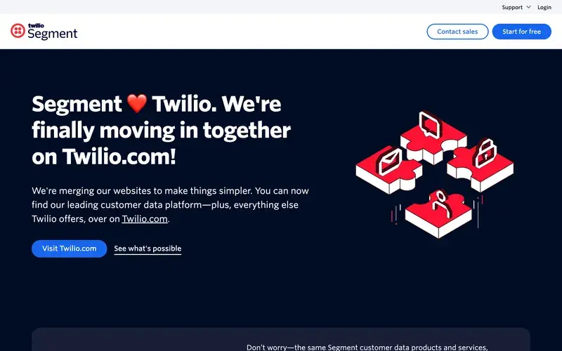 Screenshot of the Segment homepage