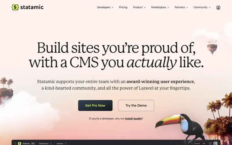 Screenshot of the Statamic homepage