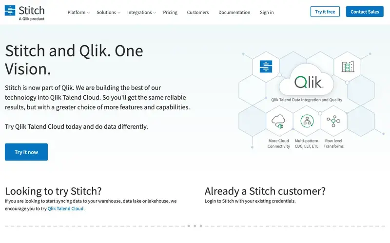 Screenshot of the Stitch homepage