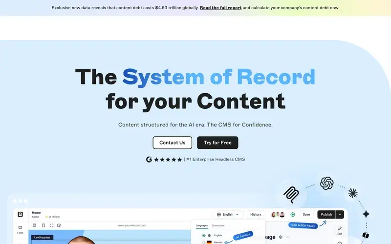 Screenshot of the Storyblok homepage