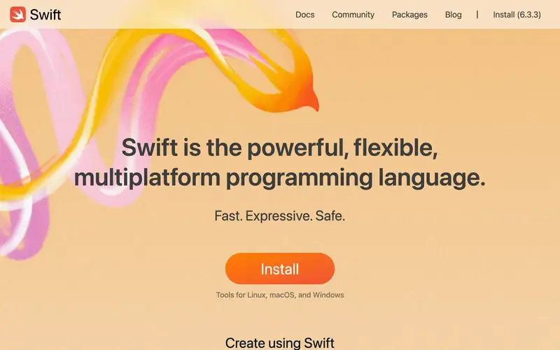 Screenshot of the Swift homepage