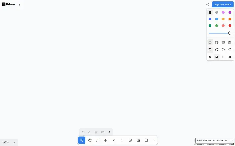 Screenshot of the tldraw homepage