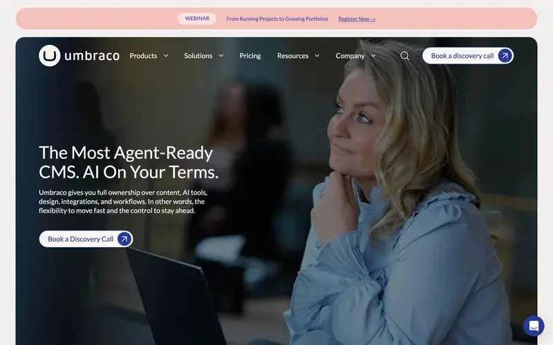Screenshot of the Umbraco homepage