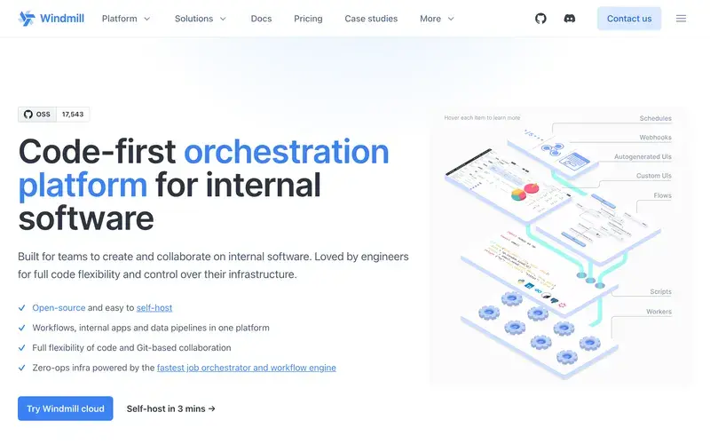 Screenshot of the Windmill homepage