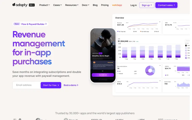 Screenshot of the Adapty homepage