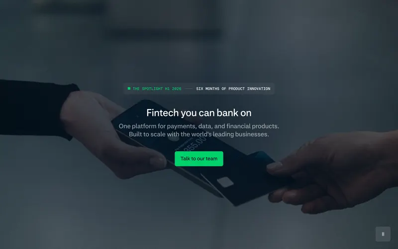 Screenshot of the Adyen homepage