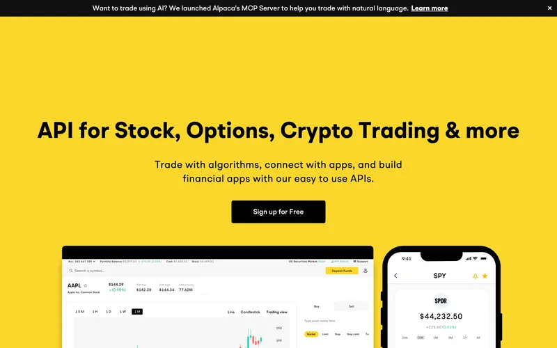 Screenshot of the Alpaca homepage