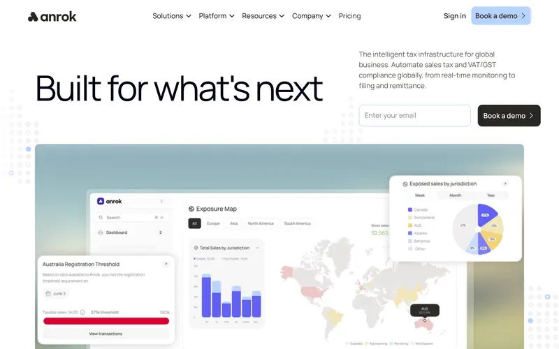 Screenshot of the Anrok homepage