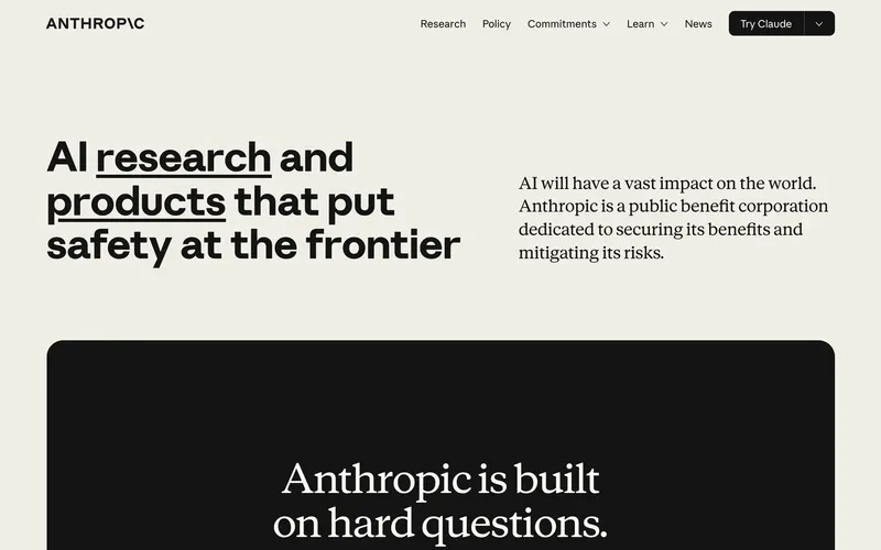 Screenshot of the Anthropic homepage