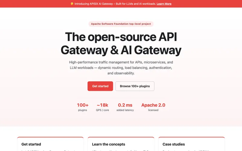 Screenshot of the Apache APISIX homepage