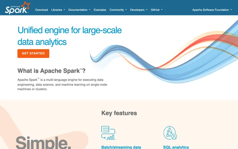 Screenshot of the Apache Spark homepage