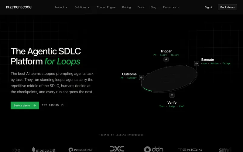 Screenshot of the Augment Code homepage