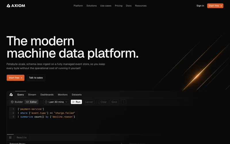 Screenshot of the Axiom homepage