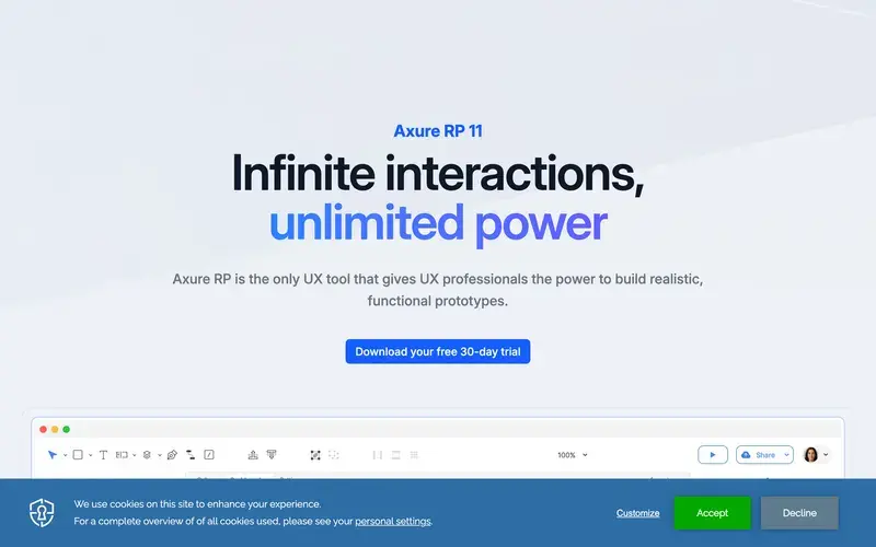 Screenshot of the Axure RP homepage