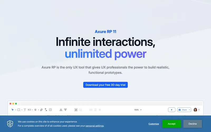 Screenshot of the Axure RP homepage