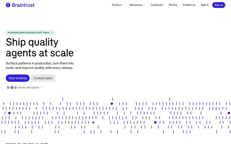 Screenshot of the Braintrust homepage