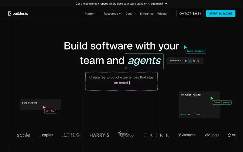 Screenshot of the Builder.io homepage