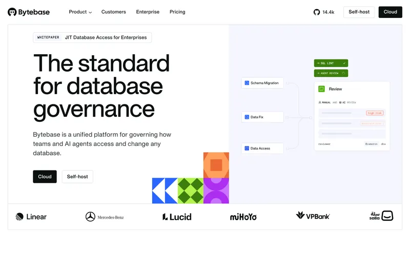 Screenshot of the Bytebase homepage