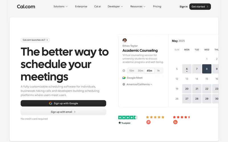 Screenshot of the Cal.com homepage
