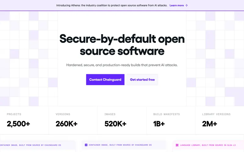 Screenshot of the Chainguard homepage