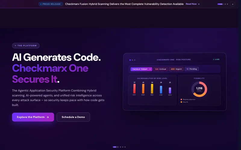 Screenshot of the Checkmarx homepage