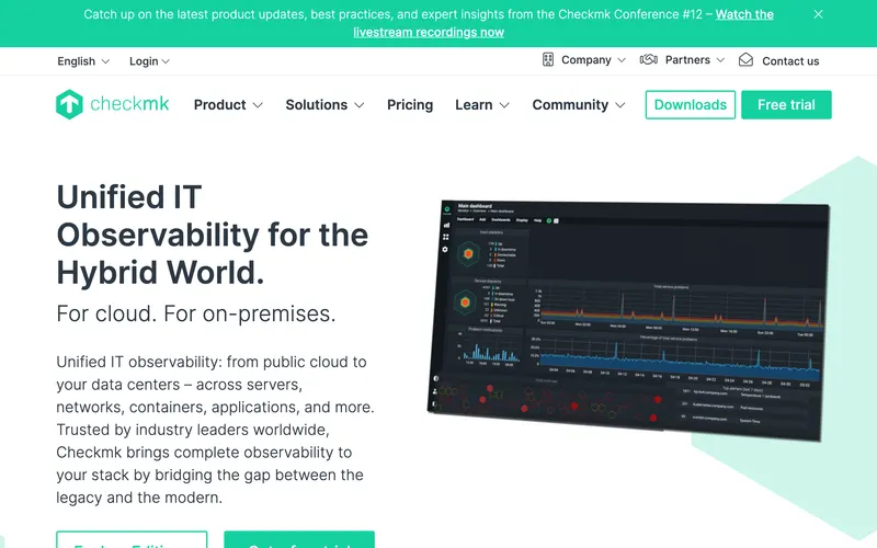 Screenshot of the Checkmk homepage
