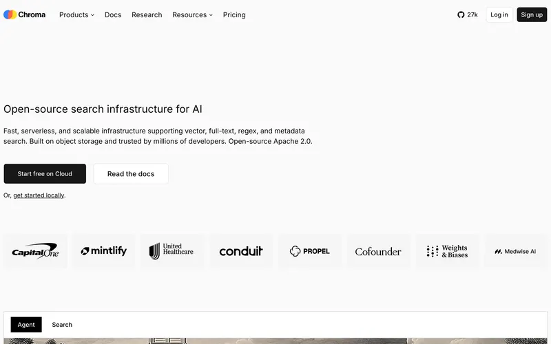 Screenshot of the Chroma homepage