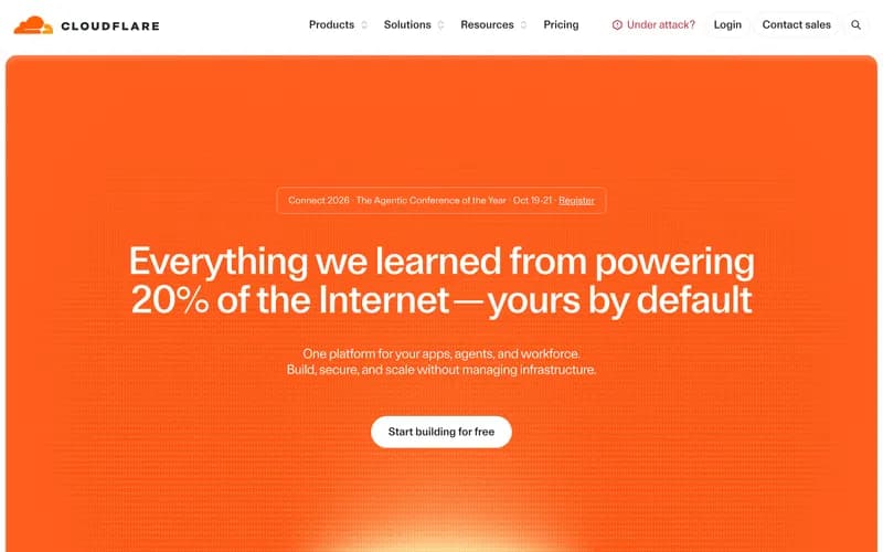 Screenshot of the Cloudflare homepage