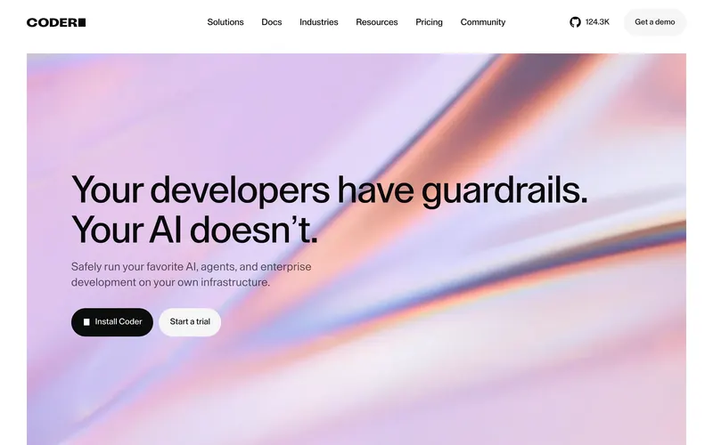 Screenshot of the Coder homepage