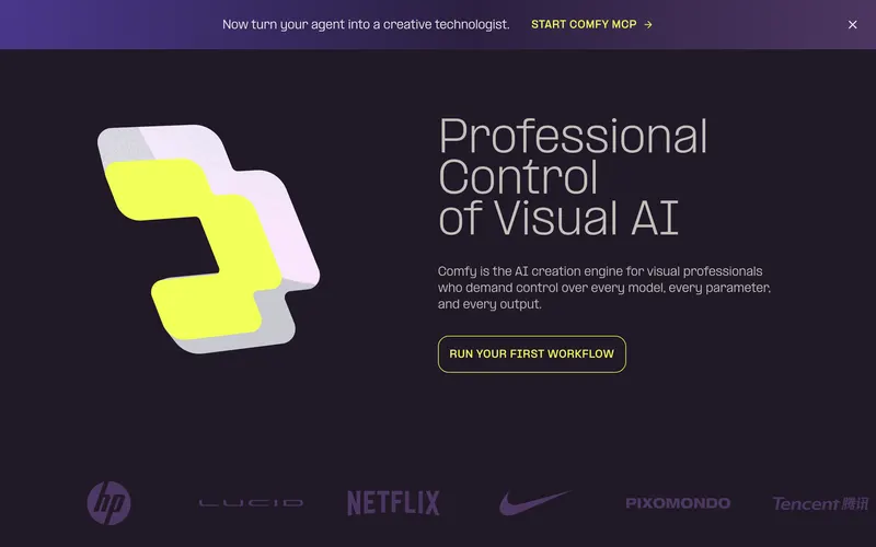 Screenshot of the ComfyUI homepage