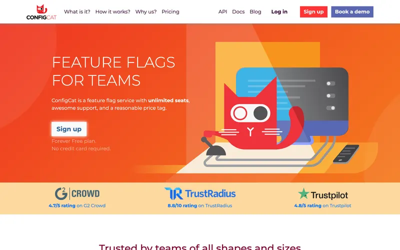Screenshot of the ConfigCat homepage