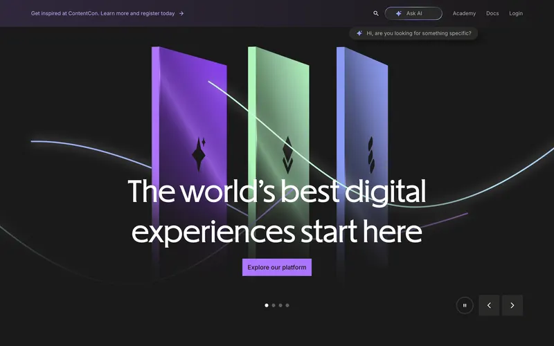 Screenshot of the Contentstack homepage