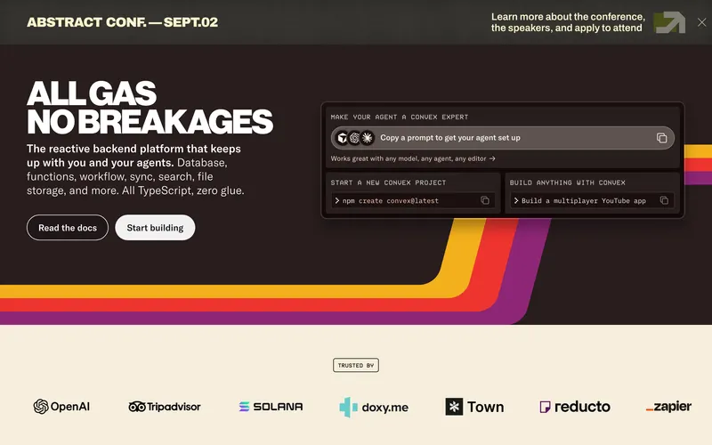 Screenshot of the Convex homepage